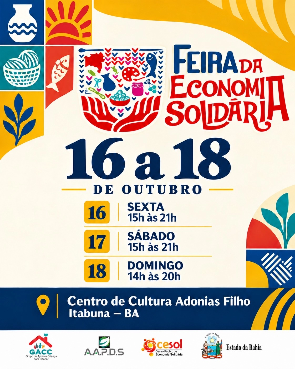 FEIRA DA ECONOMIA SOLIDÁRIA MOVIMENTA ITABUNA COM ARTESANATO, CULTURA E MÚSICA AO VIVO
