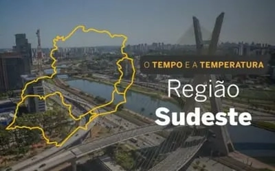 O TEMPO E A TEMPERATURA: Sudeste terá segunda-feira de chuva e muitas nuvens