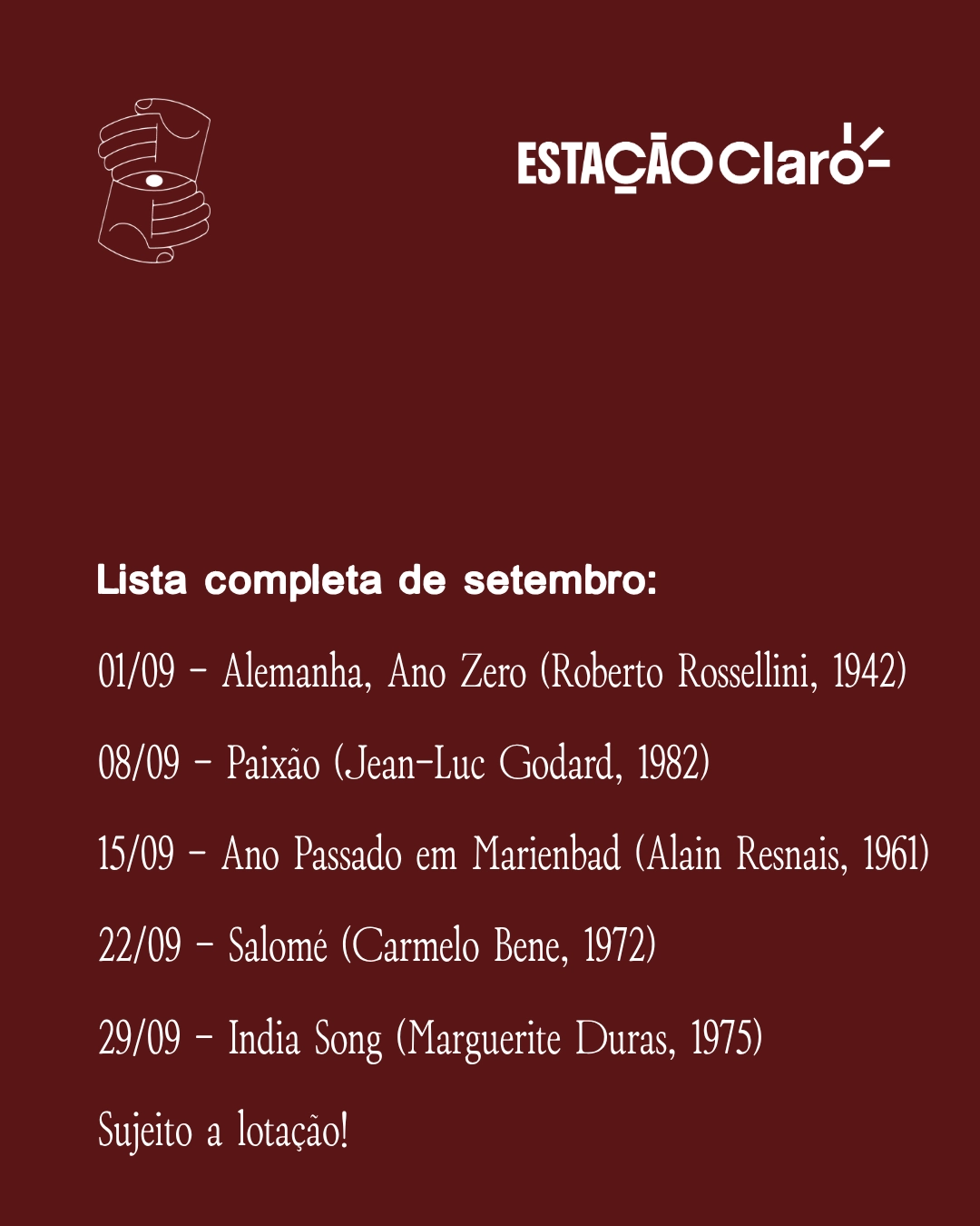 O Cineclube Estação apresenta programação de setembro