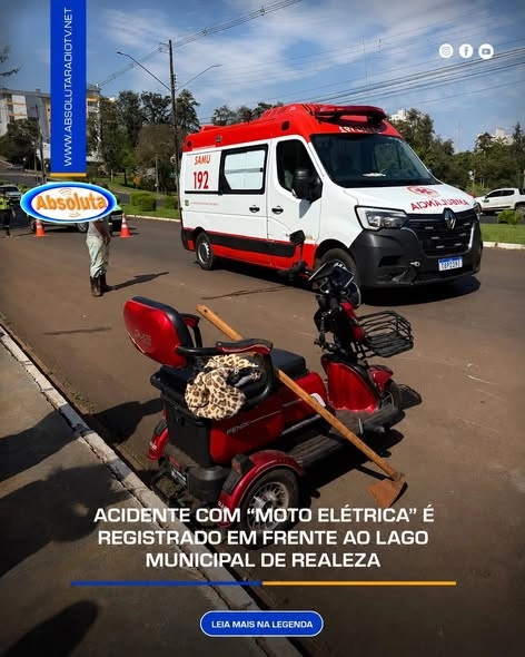 Acidente com “moto elétrica” registrado em frente ao Lago Municipal de Realeza
