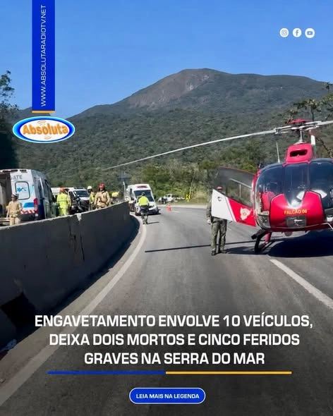 ENGAVETAMENTO ENVOLVE 10 VEÍCULOS, DEIXA DOIS MORTOS E CINCO FERIDOS GRAVES NA SERRA DO MAR