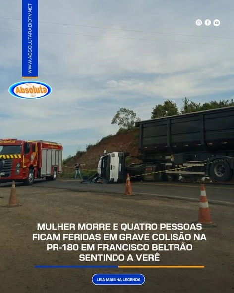 MULHER MORRE E QUATRO PESSOAS FICAM FERIDAS EM GRAVE COLISÃO NA PR-180 EM FRANCISCO BELTRÃO SENTINDO A VERE