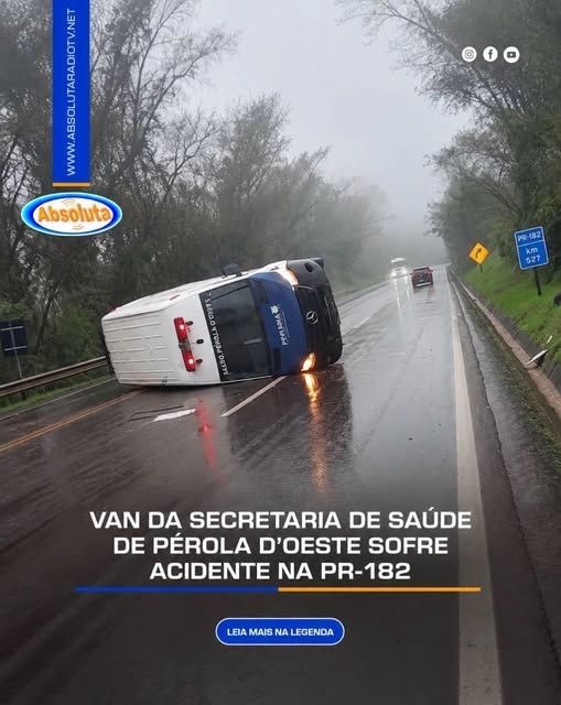VAN DA SECRETARIA DE SAÚDE DE PÉROLA D OESTE SOFRE ACIDENTE NA PR-182