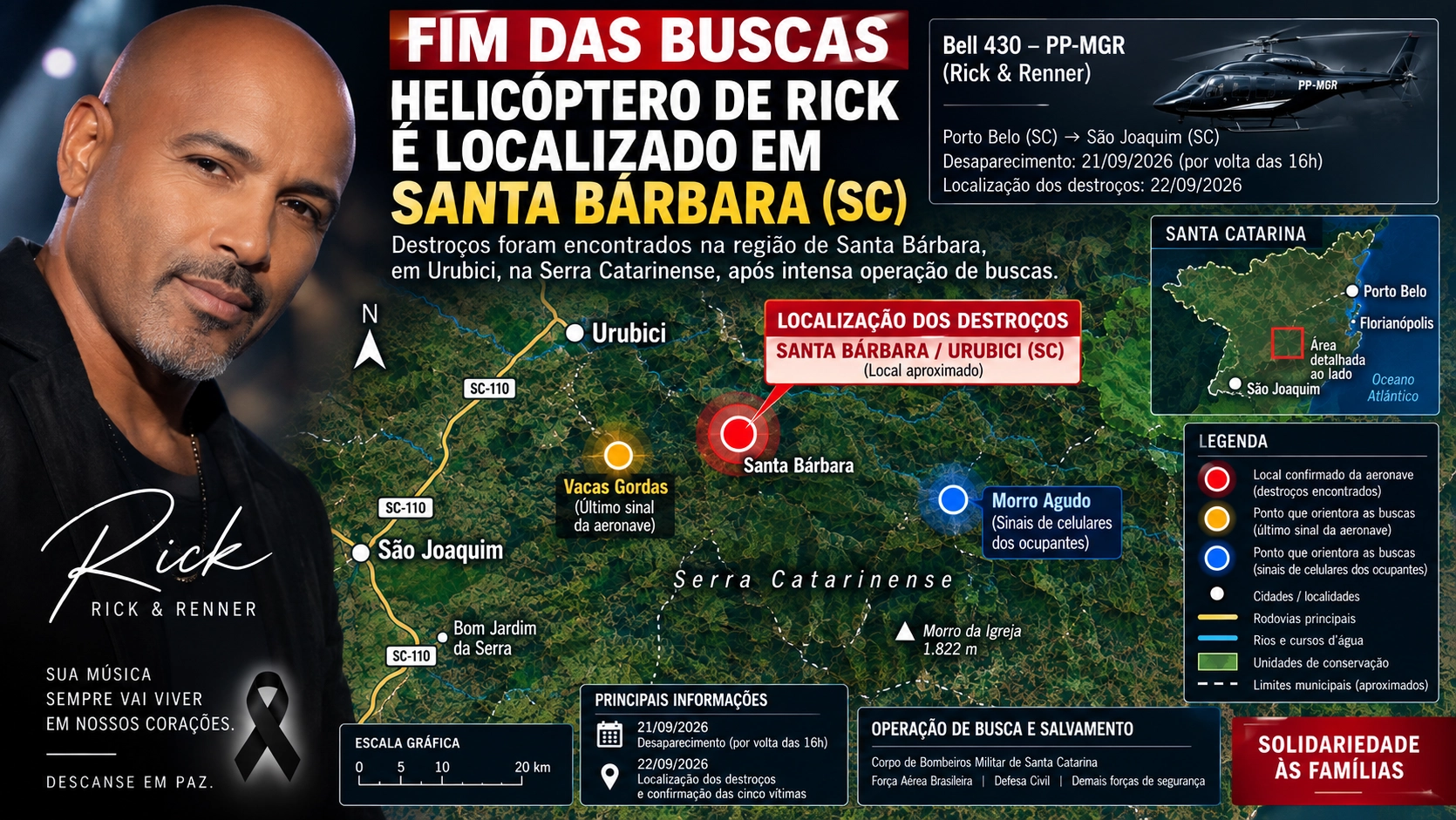🚨 FIM DAS BUSCAS: HELICÓPTERO DE RICK É LOCALIZADO NA SERRA CATARINENSE
