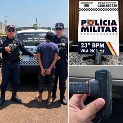 Homem rompe tornozeleira eletrônica e invade casa da ex; PM o encontra antes da chegada da mulher em Vila Rica (MT)