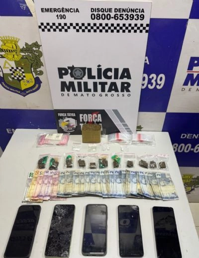 Mulher de tornozeleira é flagrada com drogas e celulares durante ação da Força Tática em Confresa (MT)