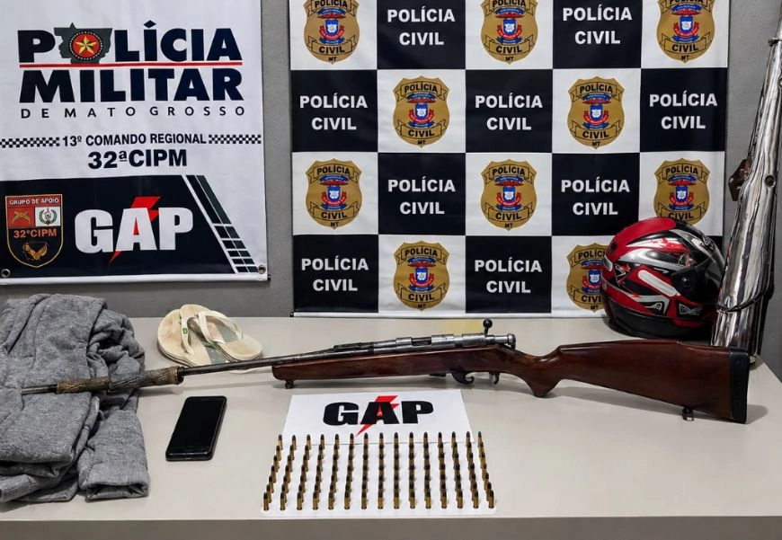 Adolescente de 17 anos é apreendido com rifle equipado com supressor após assalto de R$ 34 mil em Nova Xavantina (MT)