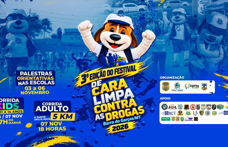 BARRA DO GARÇAS: 3º Festival De Cara Limpa Contra as Drogas ocorre em novembro