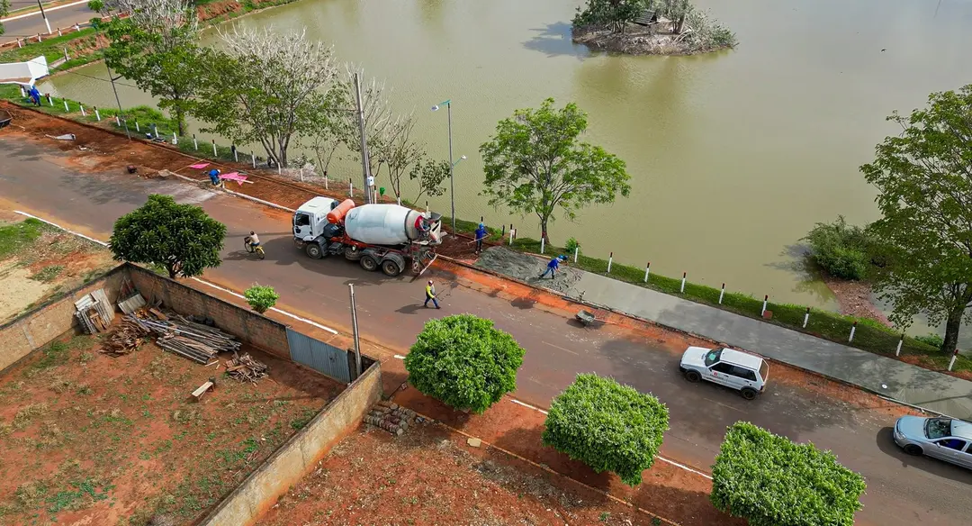 Obra da área de lazer na Lagoa do Sapo entra em nova etapa com execução das calçadas