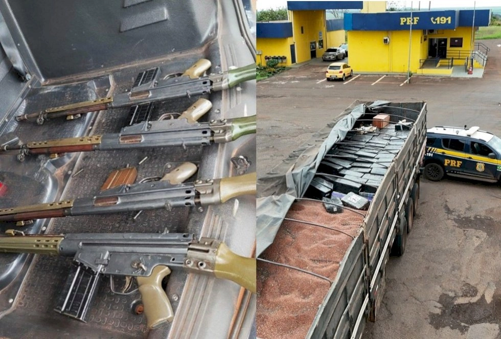 PRF apreende mais de 6 toneladas de maconha e quatro fuzis escondidos em carga de sementes em MS