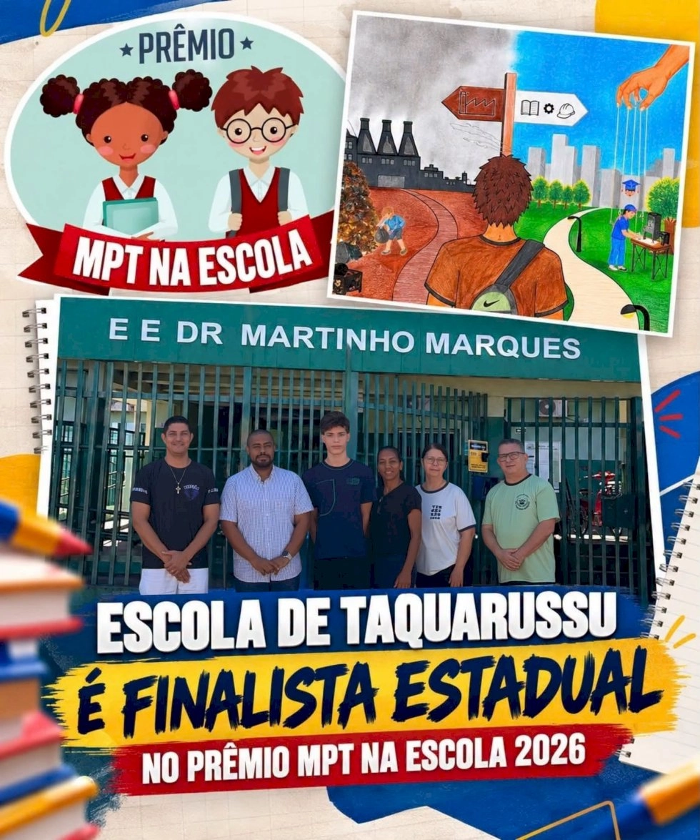 Aluno de Taquarussu é finalista estadual do Prêmio MPT na Escola 2026