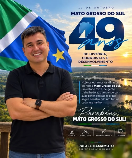 Prefeito Rafael parabeniza Mato Grosso do Sul por seu aniversário e destaca orgulho pelo Estado