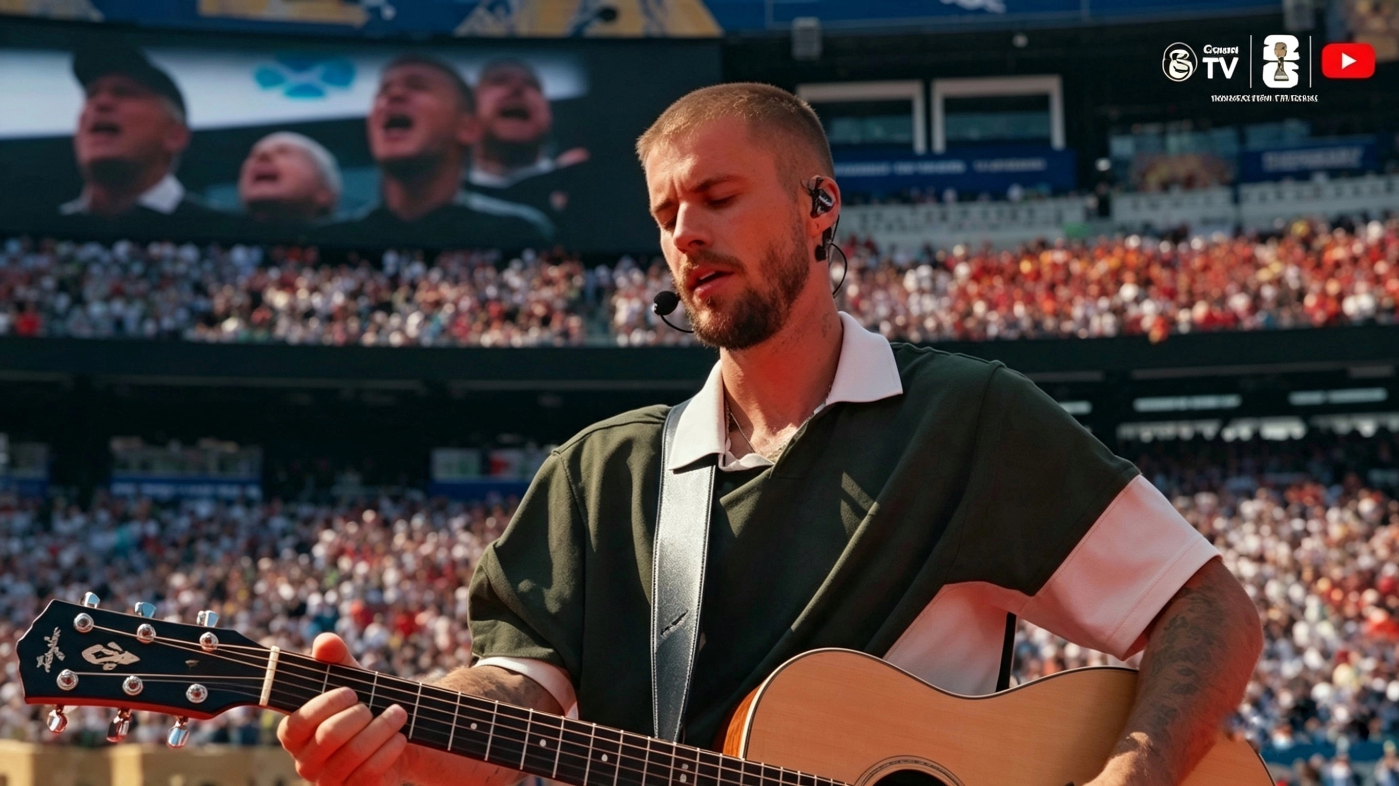 Justin Bieber aponta para Cristo na final da Copa 2026