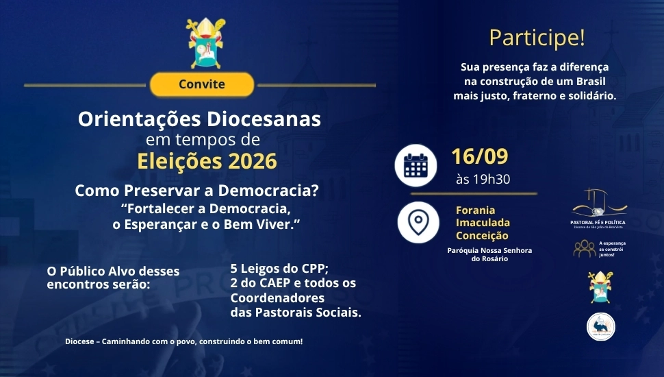 Orientações Diocesanas em tempos de Eleições 2026