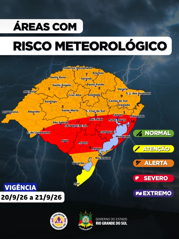 = Chuva intensa no Rio Grande do Sul provoca alagamentos em vários múnicpios com alerta Vermelho