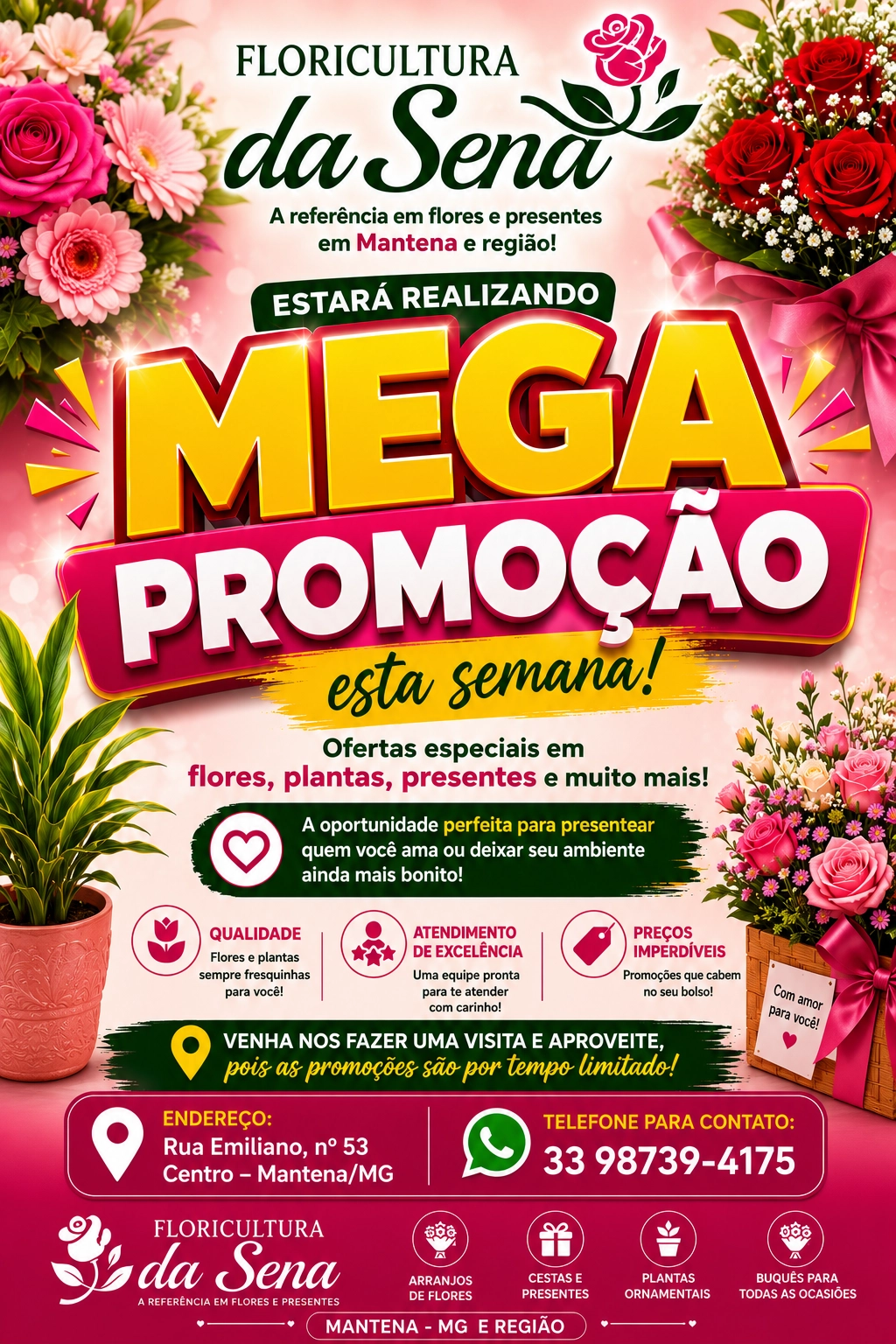 PROMOCÕES NA FLORICULTURA DA SENA ESTA SEMANA ESTA INCRIVEL