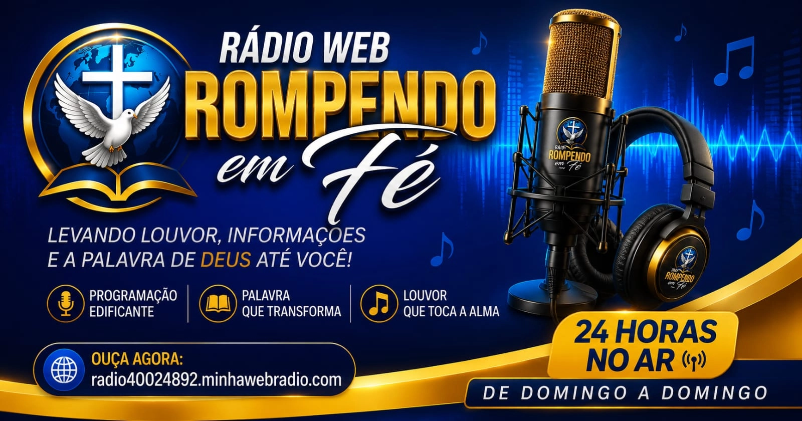 O Rádio via web Rompendo em fé, se destaca como a primeira rádio da cidade , sendo aderida pelo Pley story, Google play traz facilidade e preferência aos ouvintes.