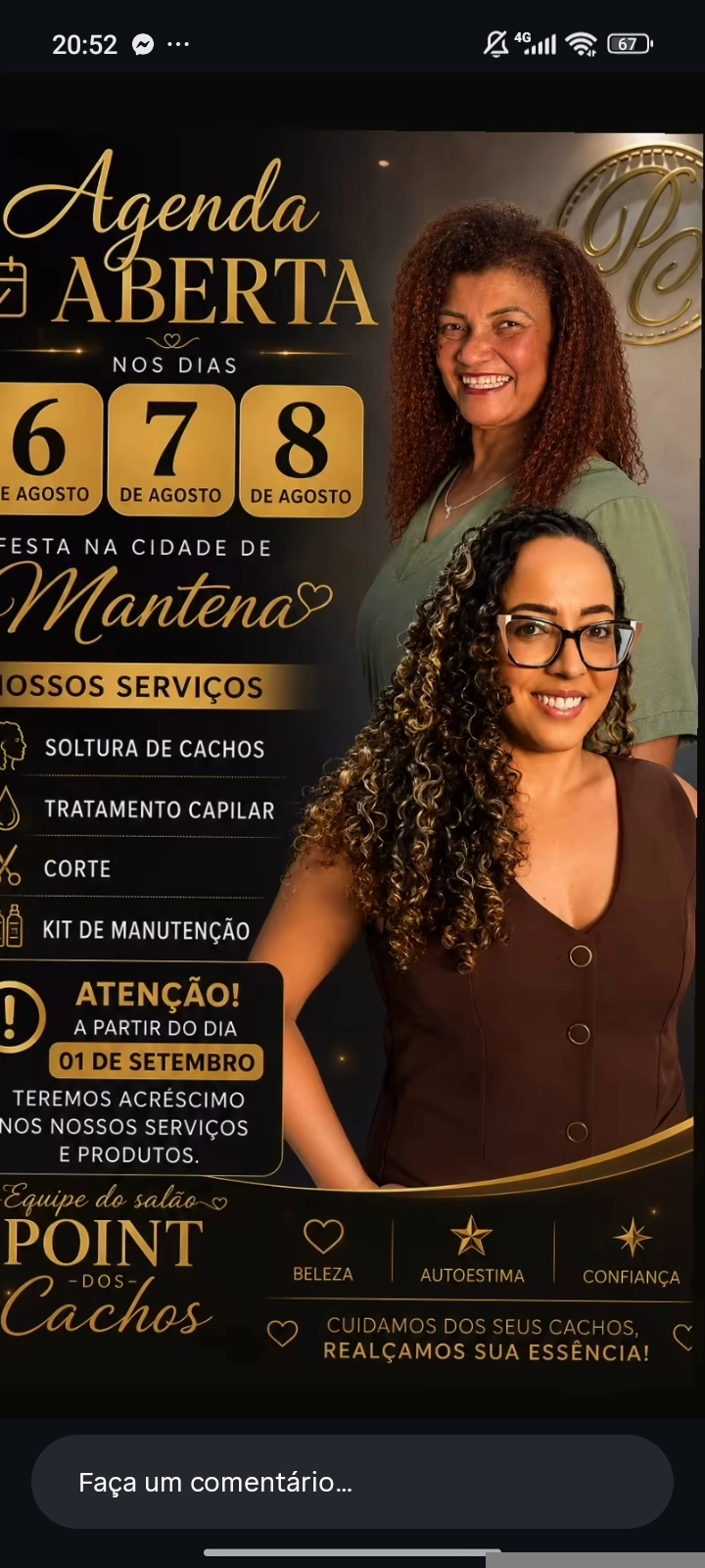 o instituto point dos cachos esta com agendas abertas para os dias 6, 7 e 8 de agosto endereço rua prefeito anastacio n 29 em frente a farmacia santa marta