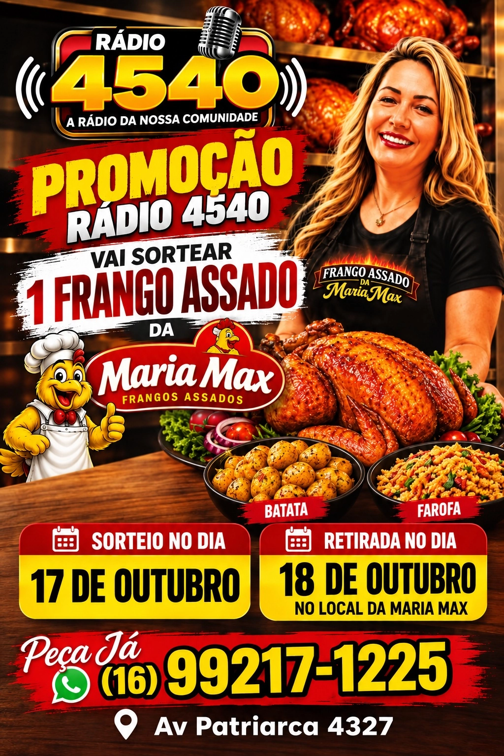SORTEIO DA RADIO 4540 ,FRANGO ASSADO DA MARIA MAX AQUI EM RIBEIRAO PRETO