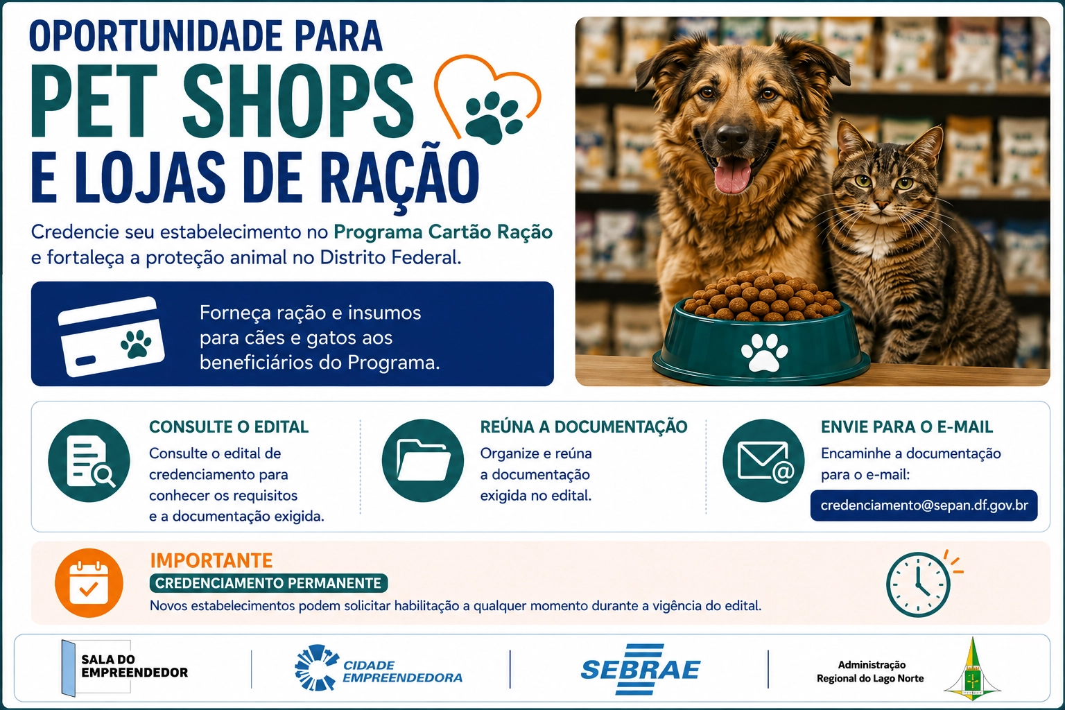 PET SHOPS E LOJAS DE RAÇÃO PODEM SE CREDENCIAR NO PROGRAMA CARTÃO RAÇÃO NO DISTRITO FEDERAL