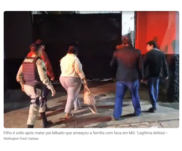 Vale do Aço MG: Filho é solto após matar pai bêbado que ameaçou a família com faca: 'Legítima defesa'