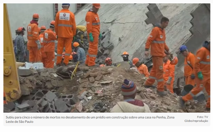 Desabamento de prédio em São Paulo, deixa 6 mortos e termina com prisão de sócio de construtora
