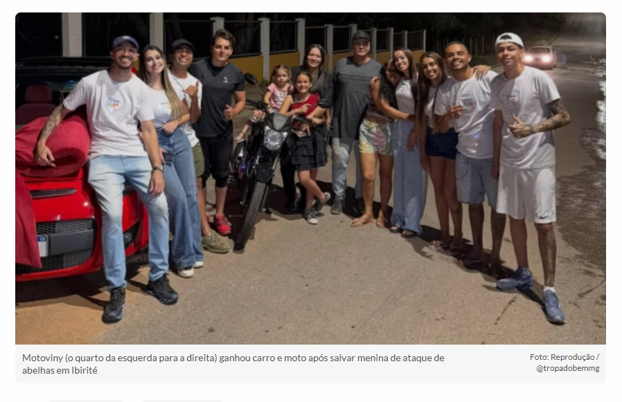 Vídeo: Após salvar menina de ataque de abelhas na Grande BH, motociclista ganha carro e moto